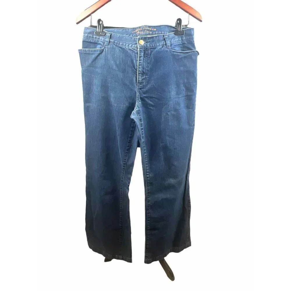 Ralph lauren wide leg size 8 trouser jeans button back pocket lauren co